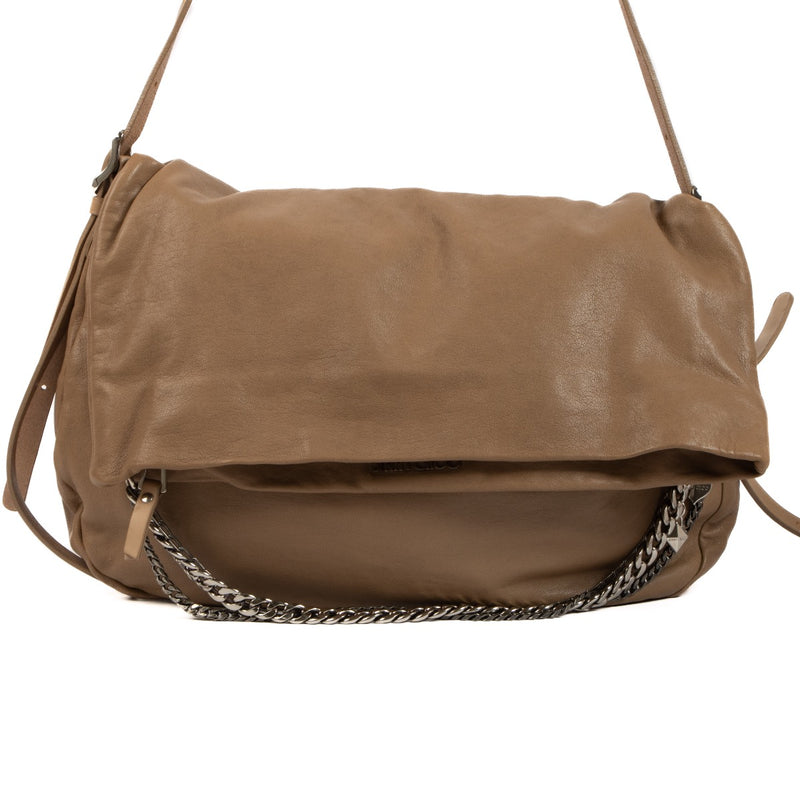 Buy an authentic second hand Jimmy Choo Beige Leather Biker Shoulder Bag in good pre-loved condition at Labellov.