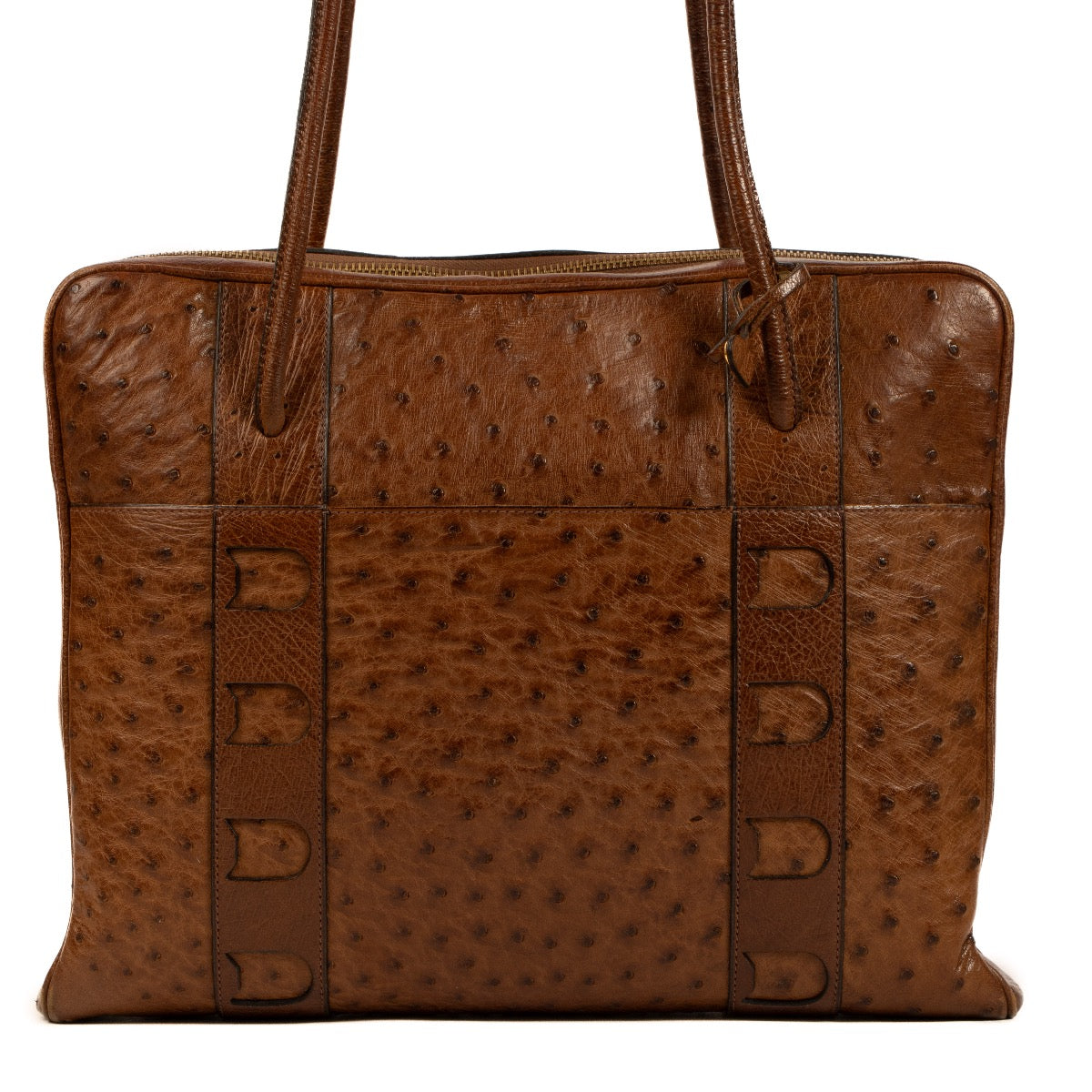 Buy an authentic second hand Delvaux Brown Ostrich Shoulder bag in good pre-loved condition at Labellov.