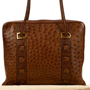 Buy an authentic second hand Delvaux Brown Ostrich Shoulder bag in good pre-loved condition at Labellov.