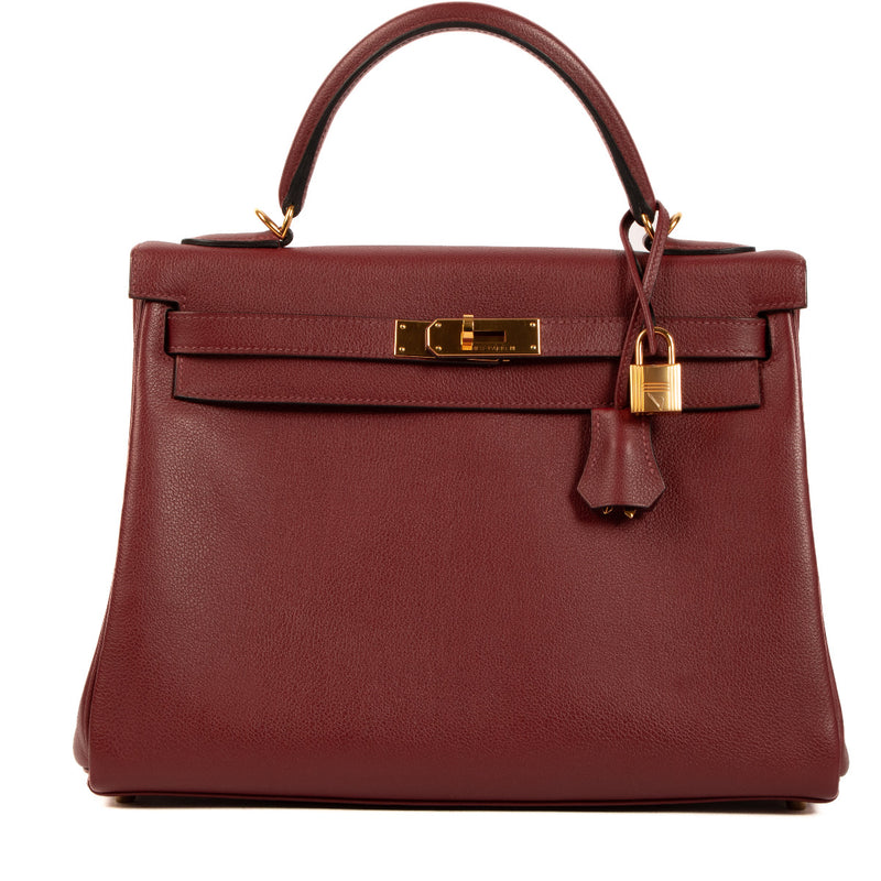 100% authentic Hermès Kelly 32 Rouge H Evercolor GHW for the best price exclusively available at Labellov vintage in Antwerp, Brussels, Knokke and with shipping worldwide.