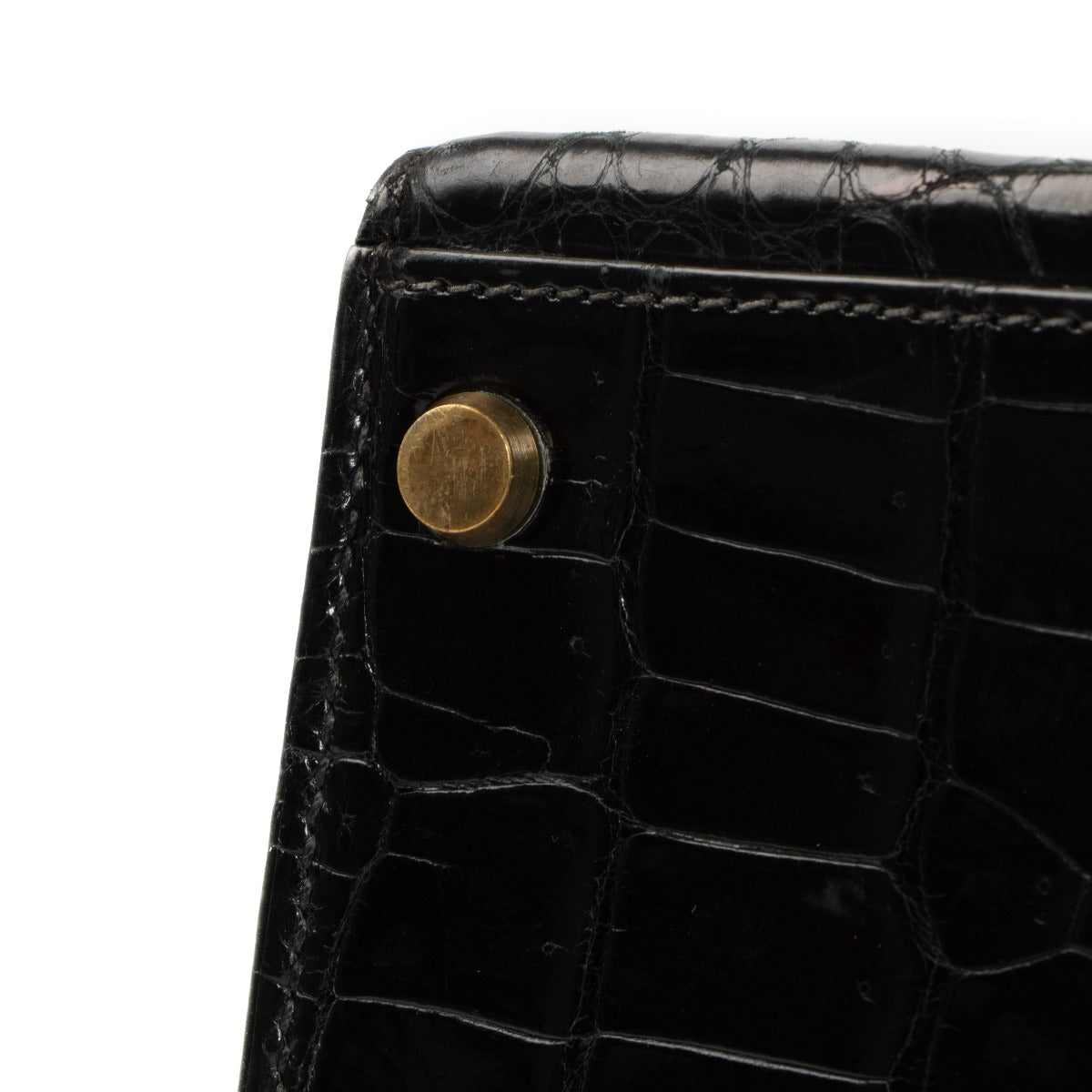achetez vintage Hermès 1960s-1970s Kelly 35 Black Shiny Porosus Crocodile dans labellov.com