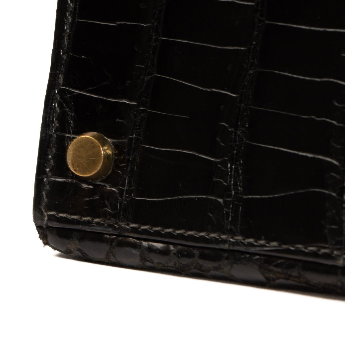 achetez vintage Hermès 1960s-1970s Kelly 35 Black Shiny Porosus Crocodile dans labellov.com