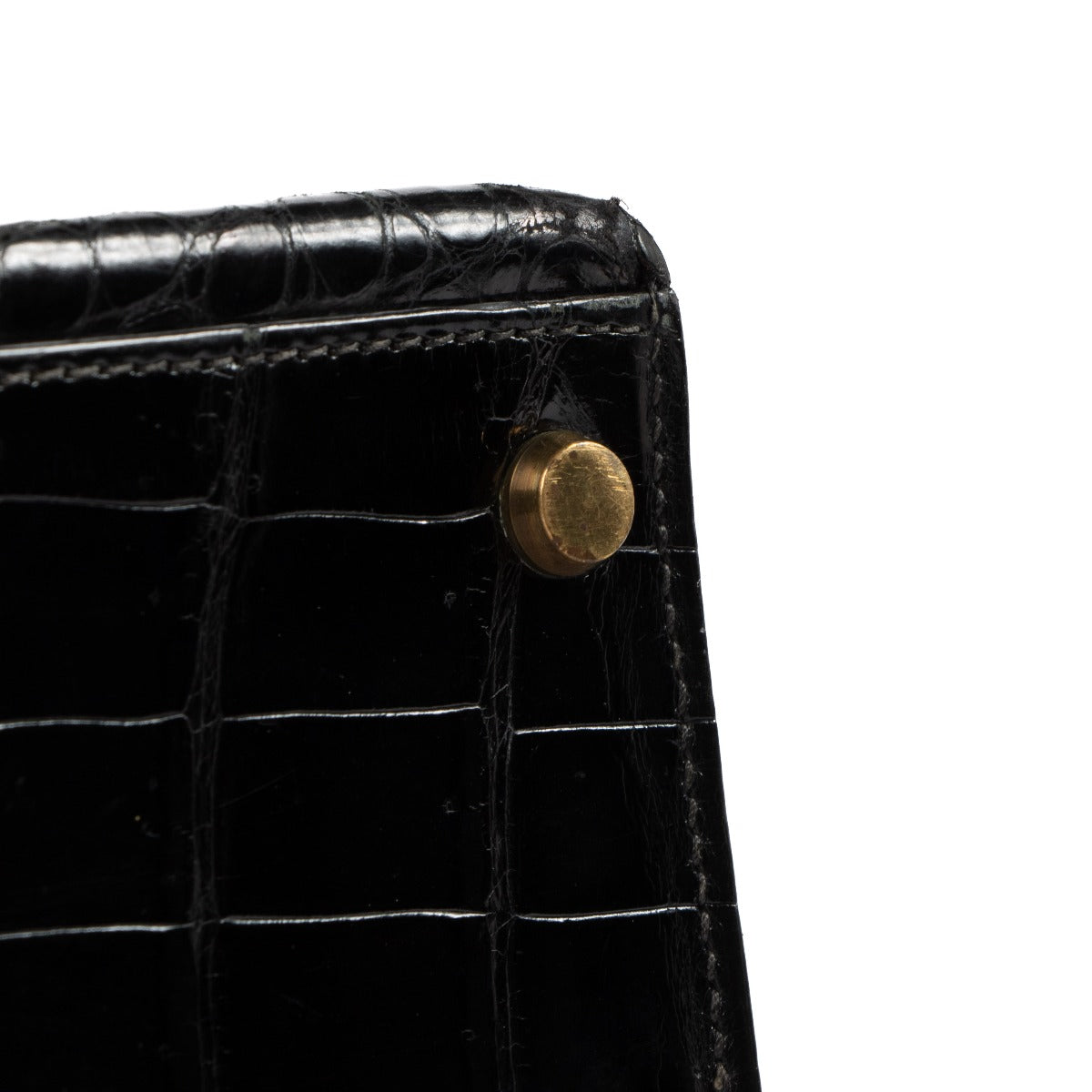 achetez vintage Hermès 1960s-1970s Kelly 35 Black Shiny Porosus Crocodile dans labellov.com
