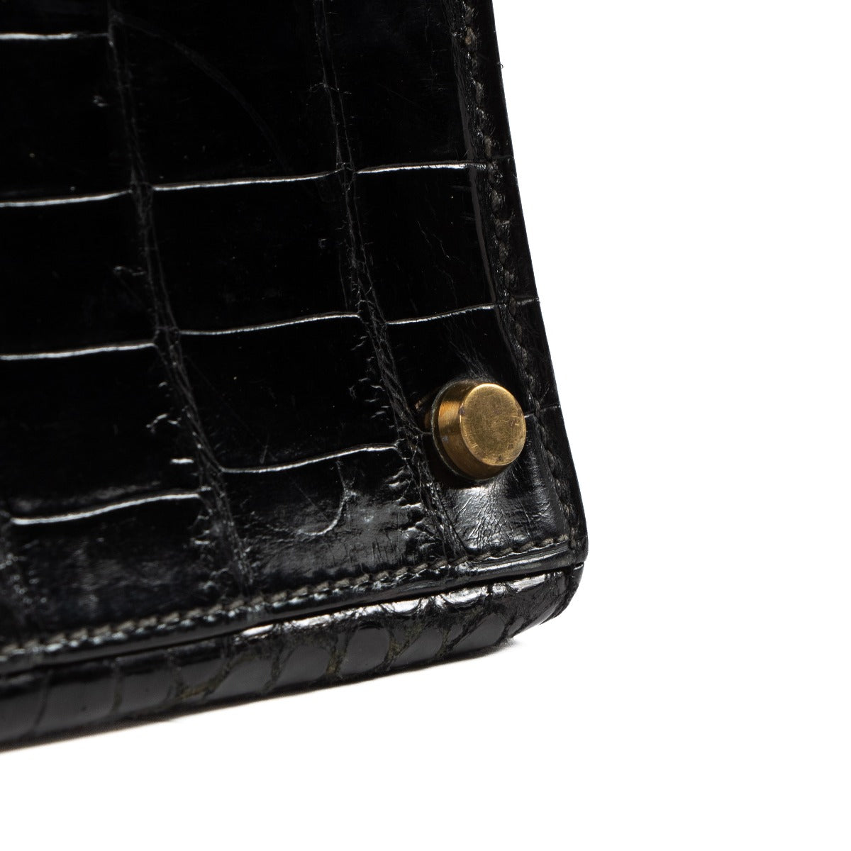 achetez vintage Hermès 1960s-1970s Kelly 35 Black Shiny Porosus Crocodile dans labellov.com