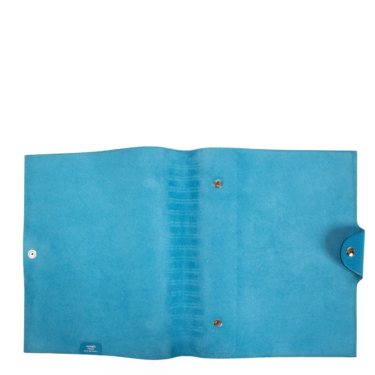 Authentic second hand Hermès Dark Turquoise Blue Ulysse MM Notebook Cover on Labellov.com
