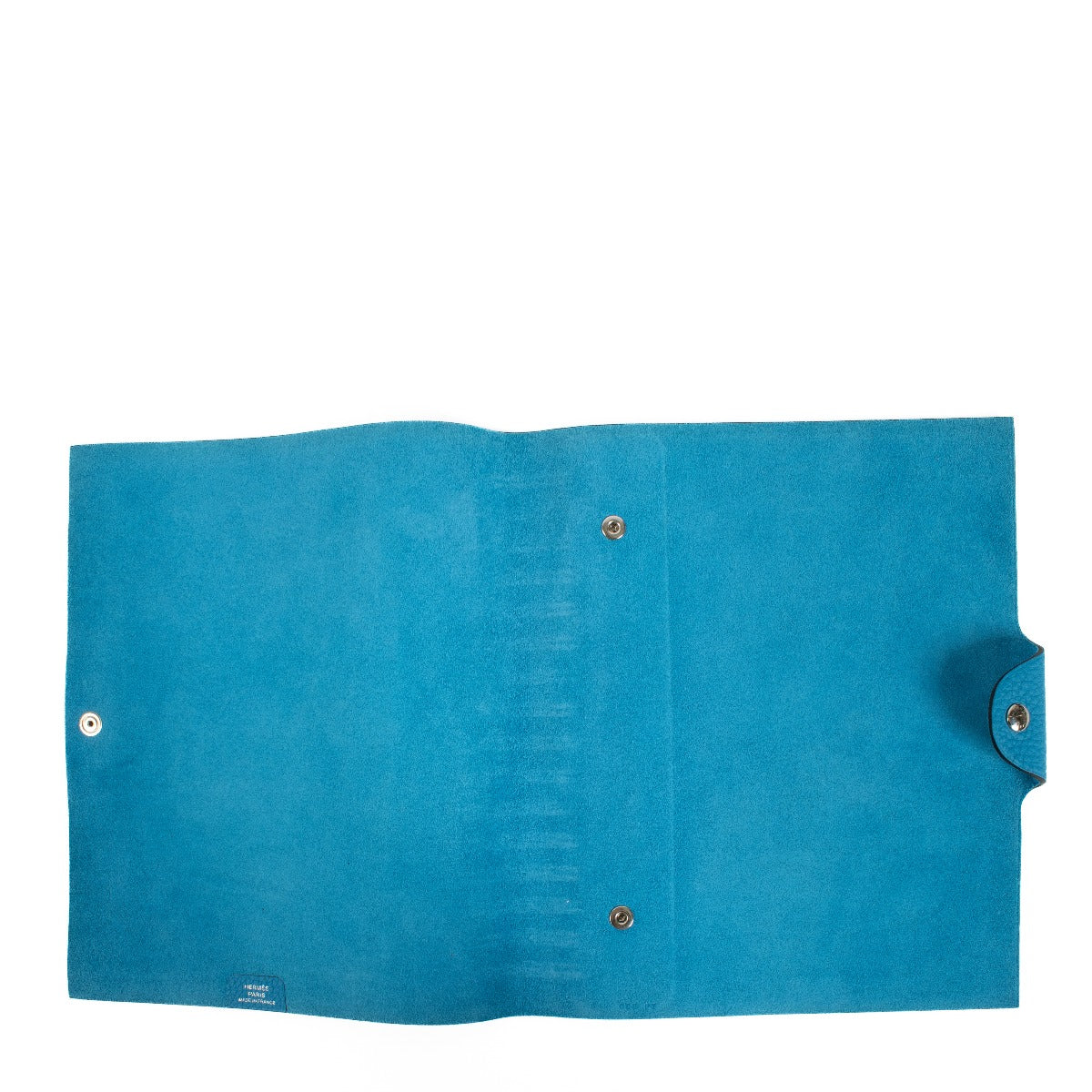 Couverture de carnet Hermès Ulysse MM bleu turquoise foncé
