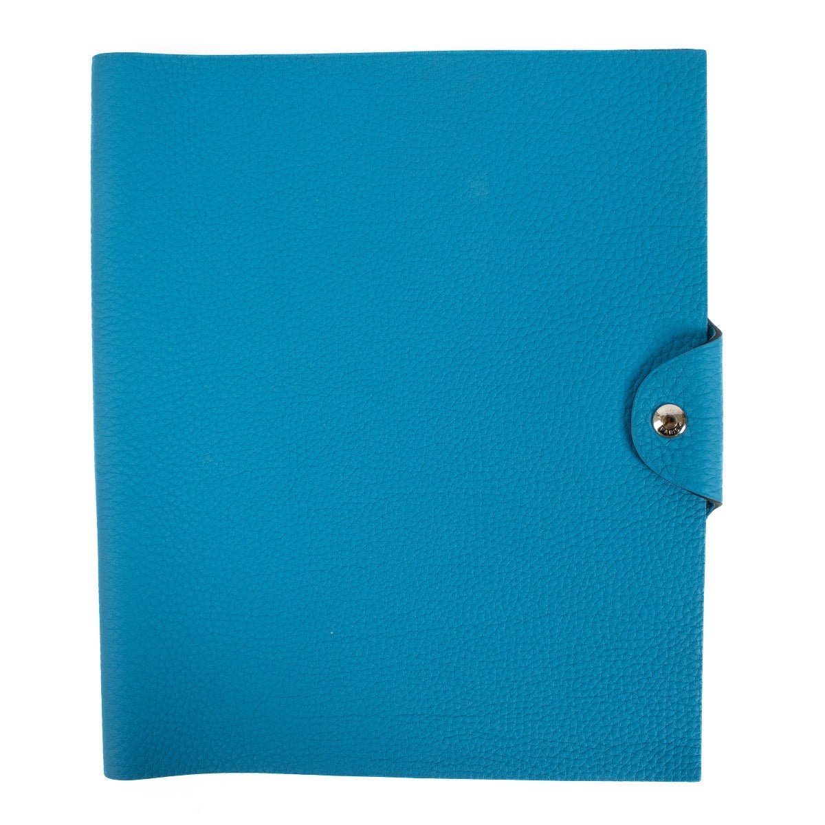 Couverture de carnet Hermès Ulysse MM bleu turquoise foncé