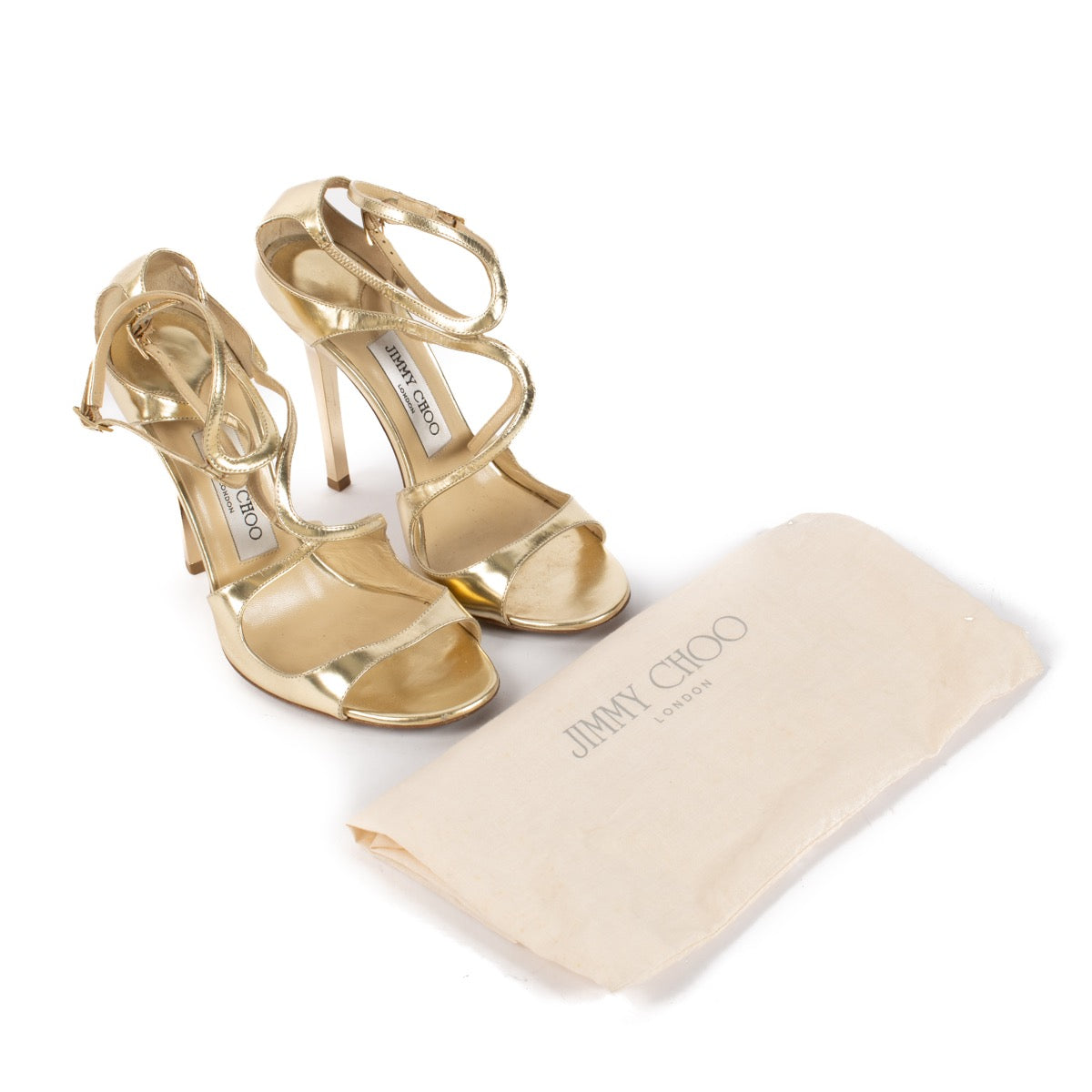 shop 100% authentic second hand Jimmy Choo Gold Lance 100 Sandals - Size 37 on Labellov.com