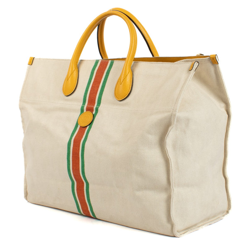Gucci Canvas/Calfskin Web Foldable Large Tote Bag