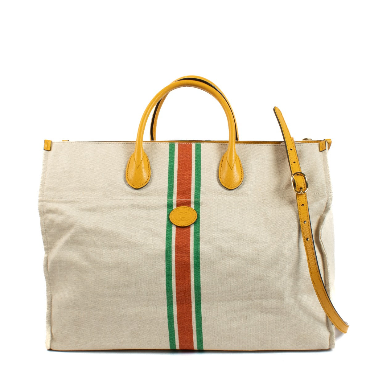 Gucci Canvas/Calfskin Web Foldable Large Tote Bag