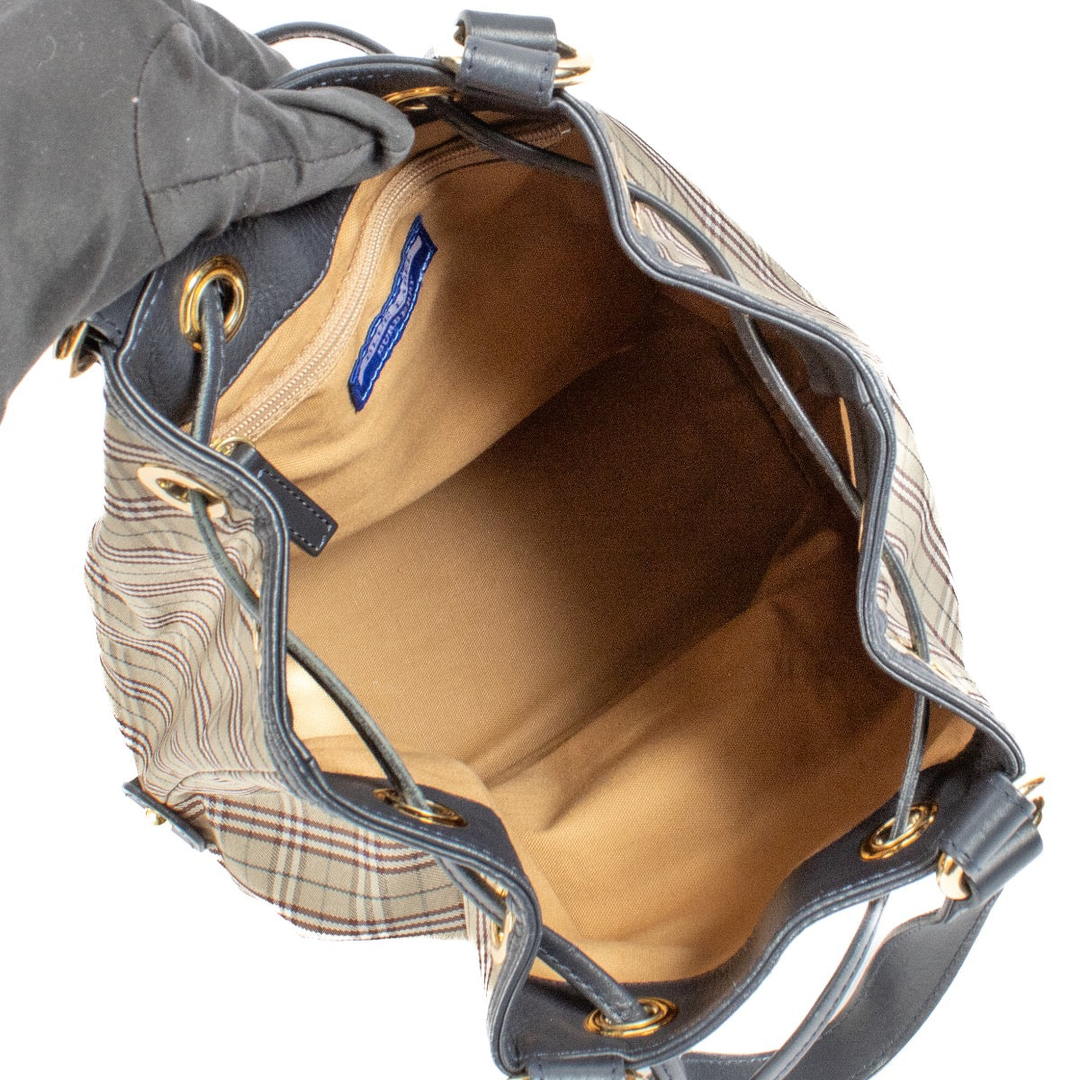 shop 100% authentic second hand Burberry Blue Label Check Bucket Bag on Labellov.com