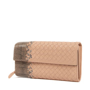 Buy real authentic Bottega Veneta Intrecciato Pink and Grey Leather Wallet safe online at Labellov.com