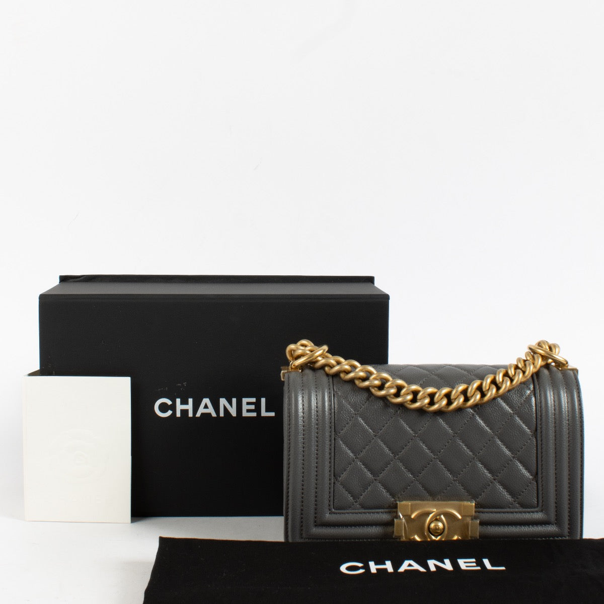 shop 100% authentic second hand Chanel Grey Caviar Small Boy Chanel Bag on Labellov.com