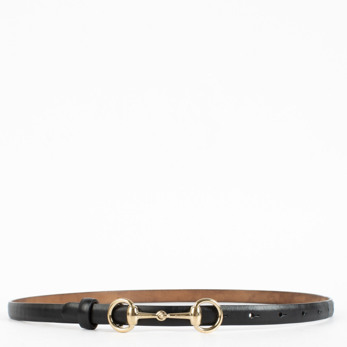 Authentic Preloved Gucci Black Horsebit Slim Belt - Size 85 on labellov.com