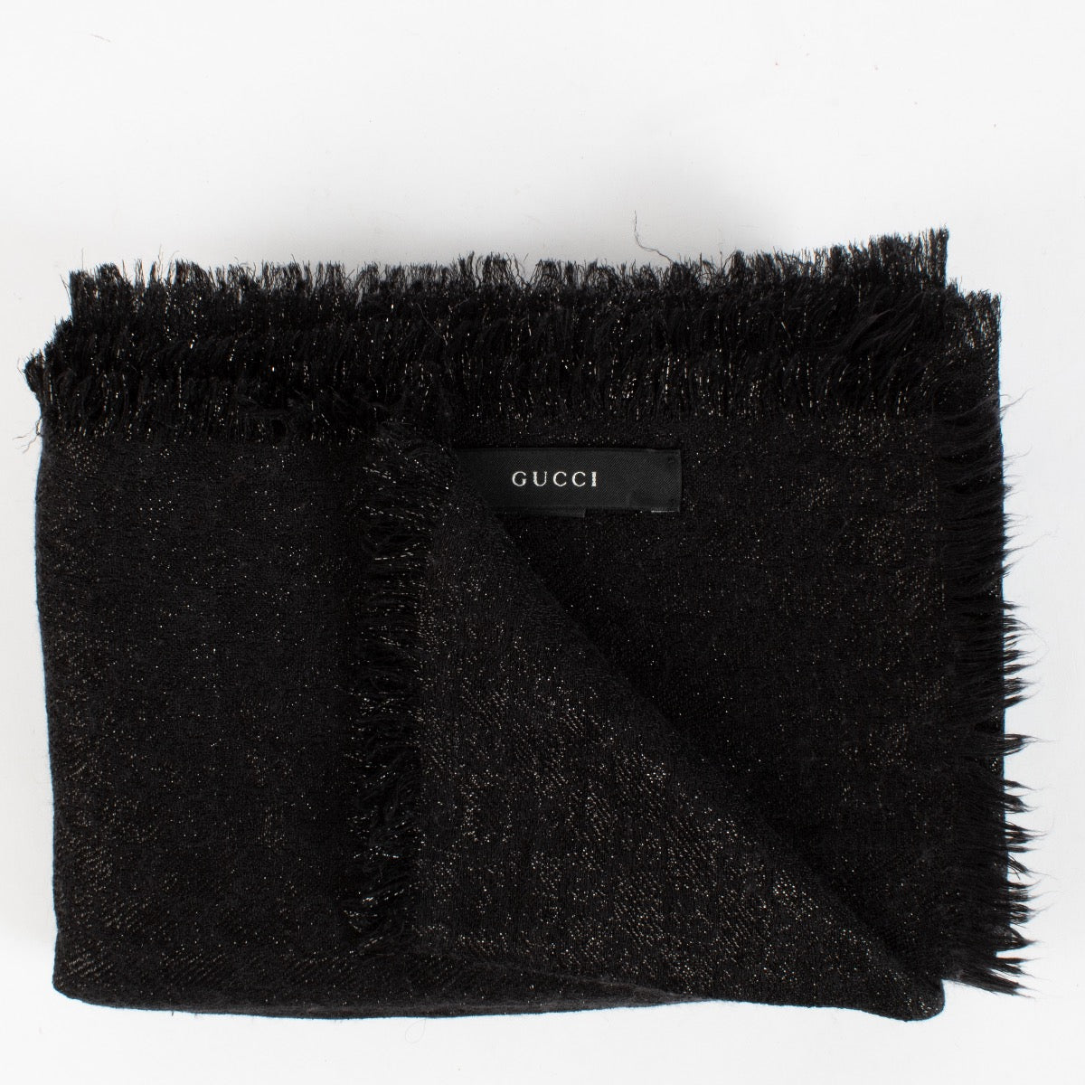 Authentic Preloved Gucci Black Shimmer GG Scarf on Labellov.com