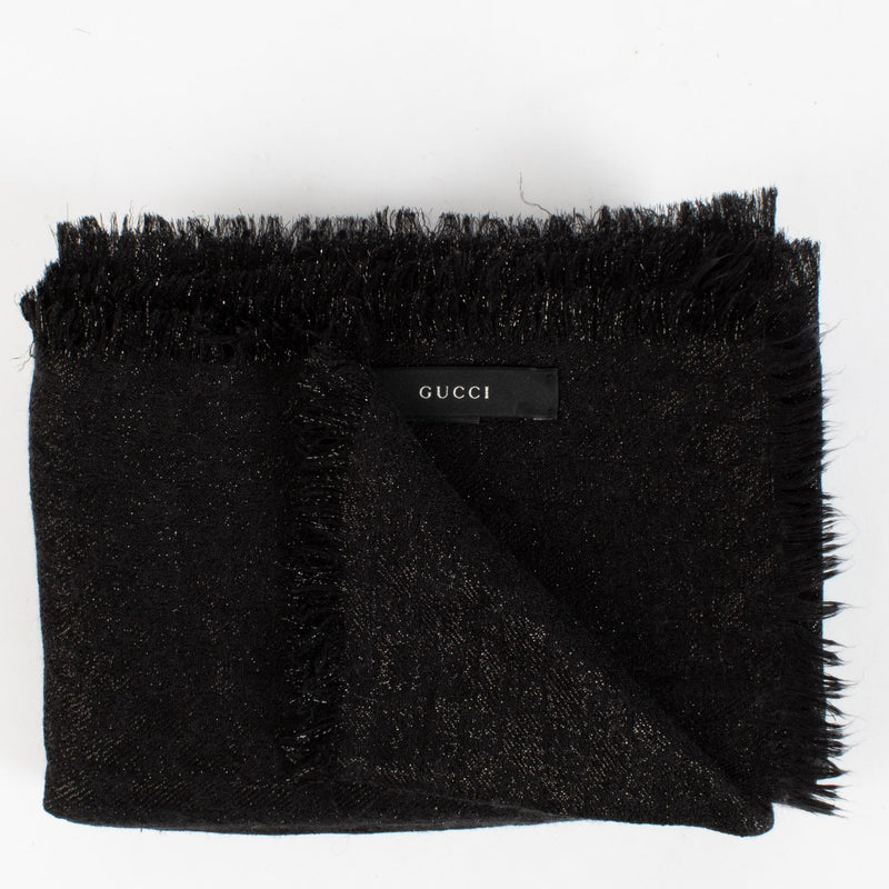 Authentic Preloved Gucci Black Shimmer GG Scarf on Labellov.com