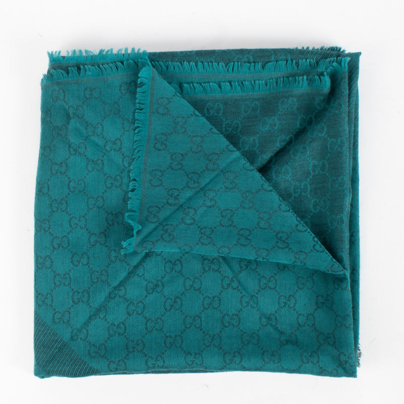 Authentic Preloved Gucci Peacock Green GG Shawl on Labellov.com
