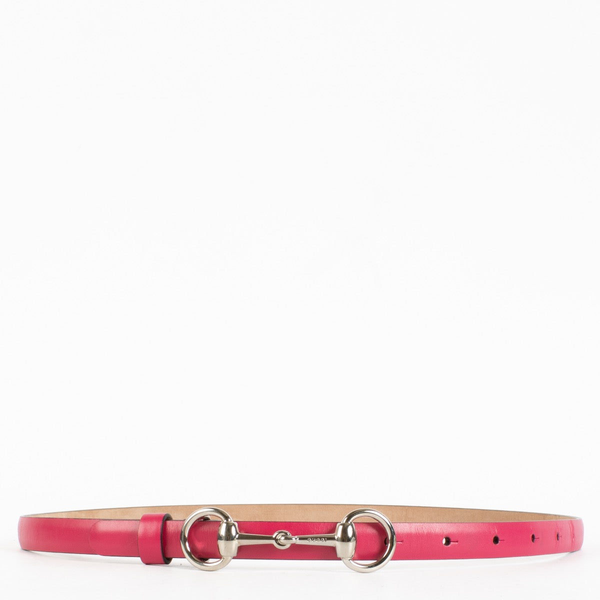 Authentic Preloved Gucci Pink Horsebit Slim Belt - Size 80 on Labellov.com