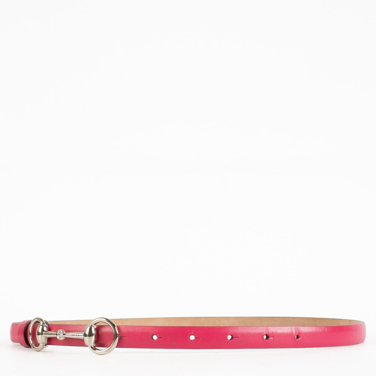 Authentic Preloved Gucci Pink Horsebit Slim Belt - Size 80 on Labellov.com