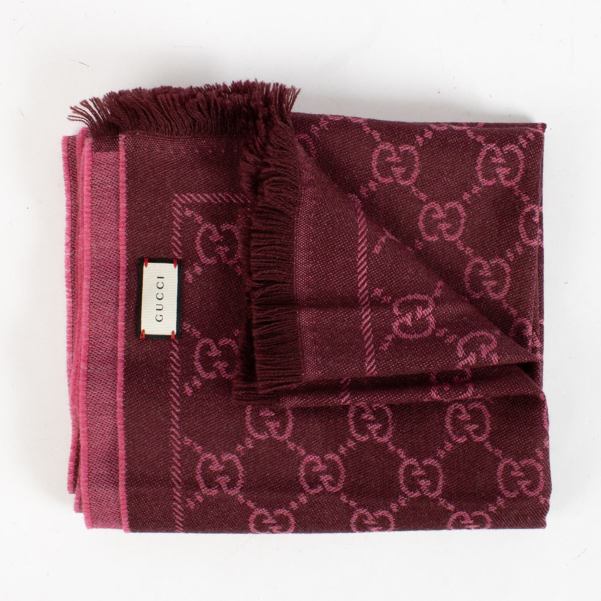 shop 100% authentic second hand Gucci Pink Monogram Wool GG Scarf on Labellov.com