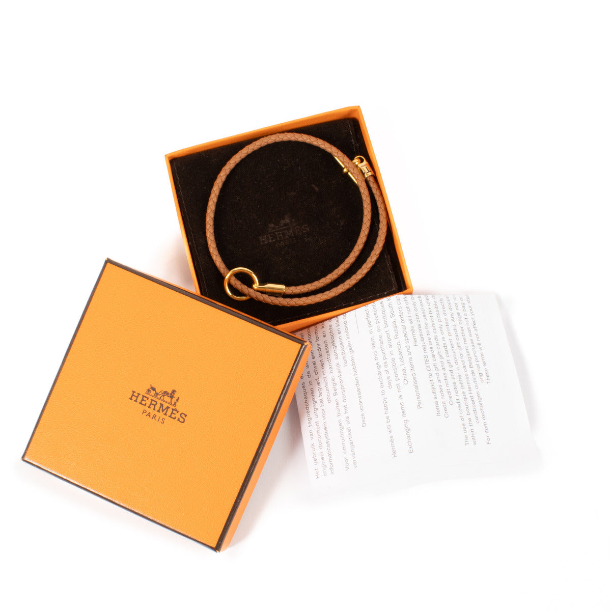 Hermès Gold Swift Leather Glanan Double Tour Bracelet