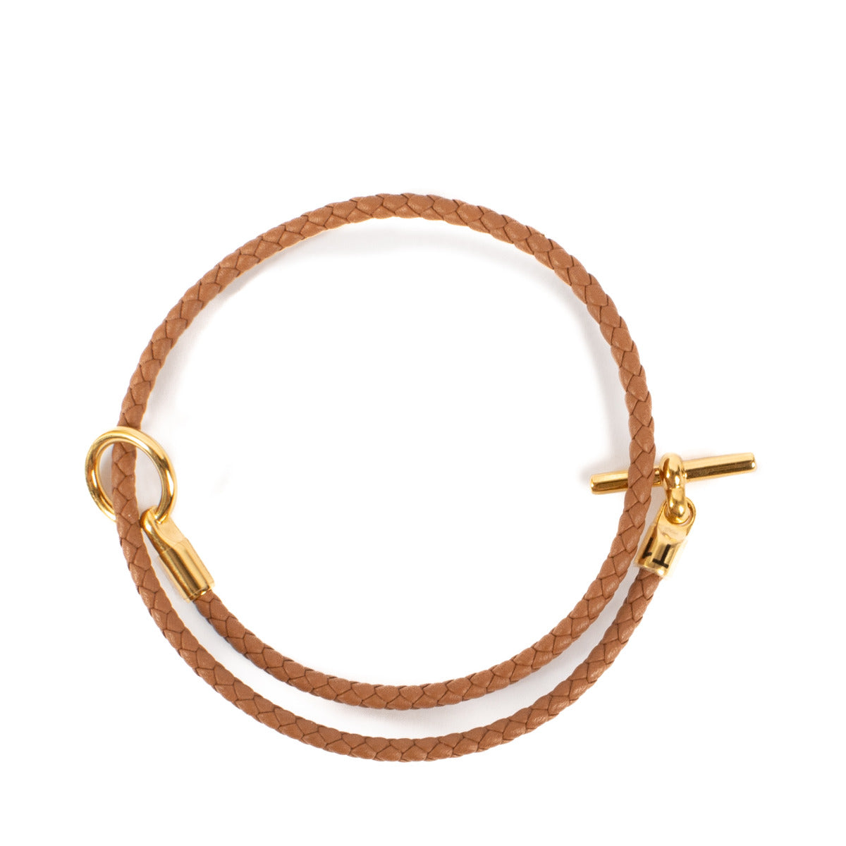 Hermès Gold Swift Leather Glanan Double Tour Bracelet aan de beste prijs bij Labellov tweedehands luxe in Antwerpen en Knokke