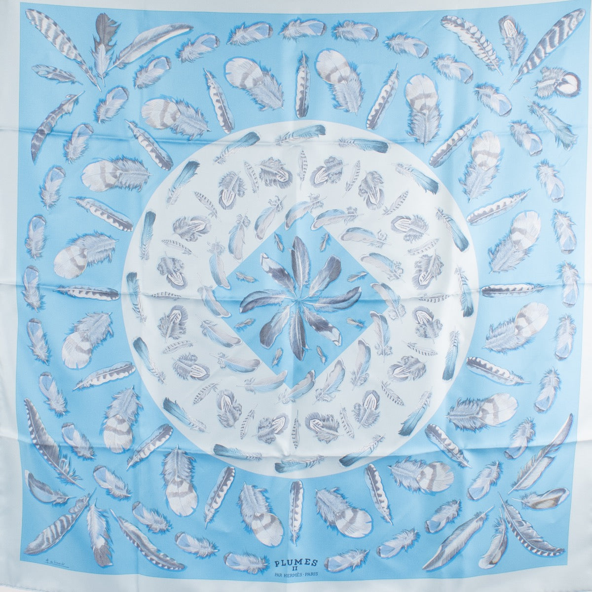 shop 100% authentic second hand Hermès Blue Plumes II Scarf on Labellov.com