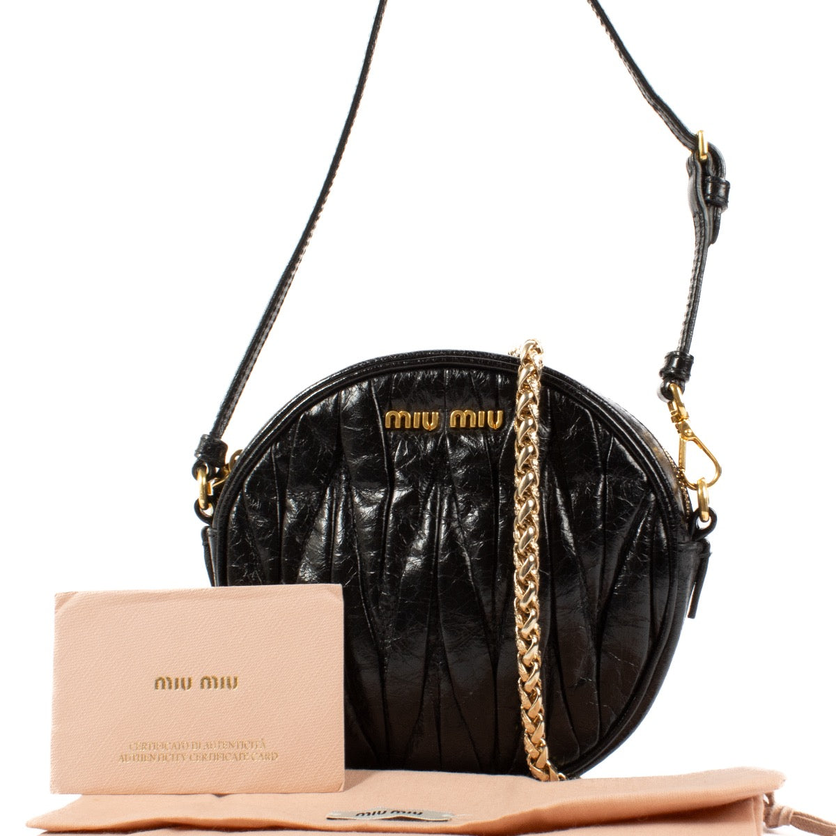 shop 100% authentic second hand Miu Miu Black Matelasse Round Bag on Labellov.com