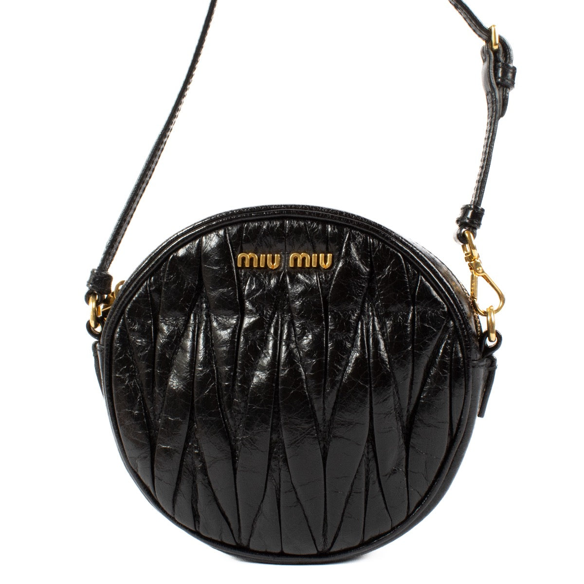 shop 100% authentic second hand Miu Miu Black Matelasse Round Bag on Labellov.com