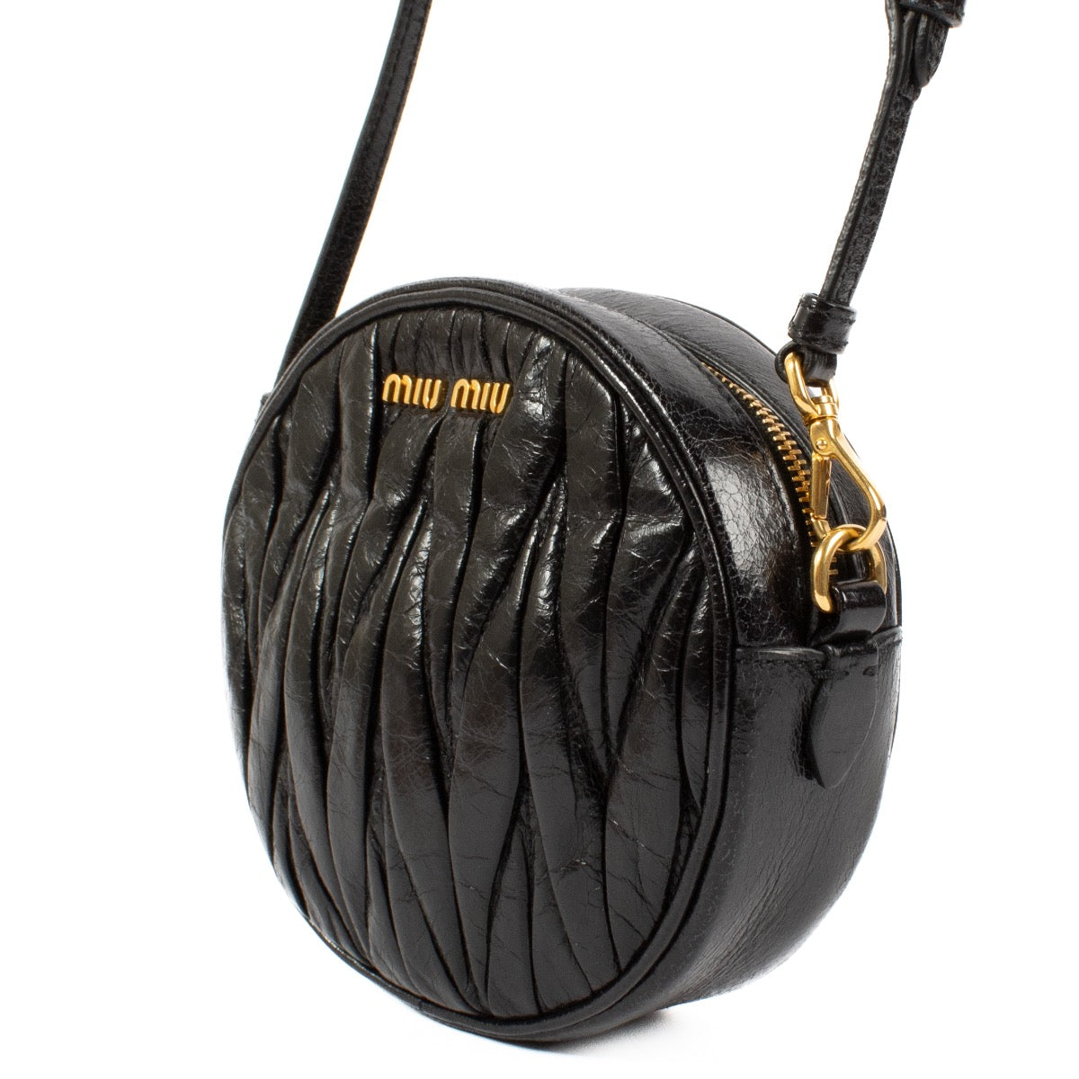 shop 100% authentic second hand Miu Miu Black Matelasse Round Bag on Labellov.com
