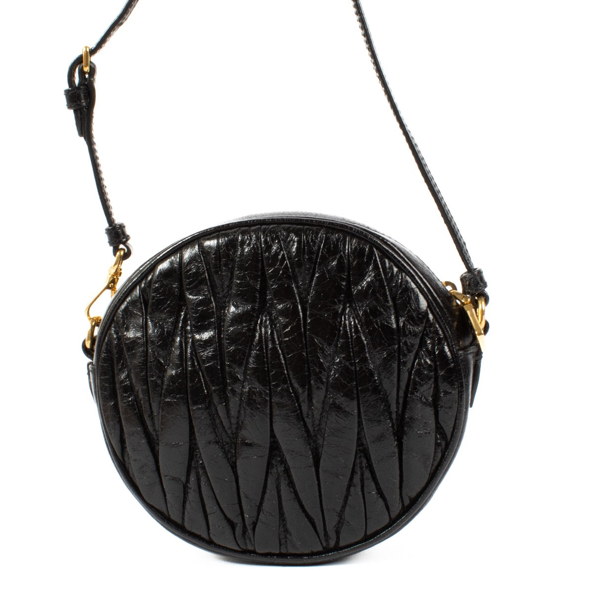 shop 100% authentic second hand Miu Miu Black Matelasse Round Bag on Labellov.com