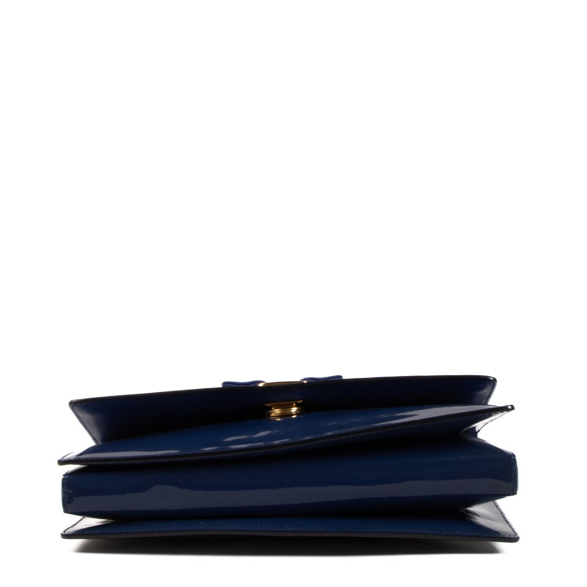 Ferragamo blauwe lakleren Miss Vera Bow kettingclutch