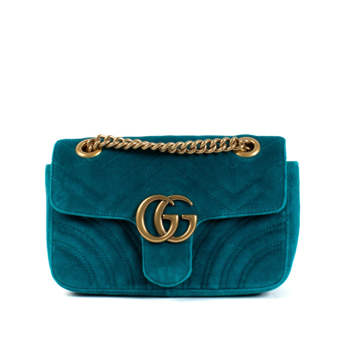 Shop safe online at Labellov in Antwerp and Knokke this 100% authentic second hand Gucci Blue Suede Mini Marmont Crossbody Bag