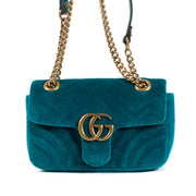 Shop safe online at Labellov in Antwerp and Knokke this 100% authentic second hand Gucci Blue Suede Mini Marmont Crossbody Bag