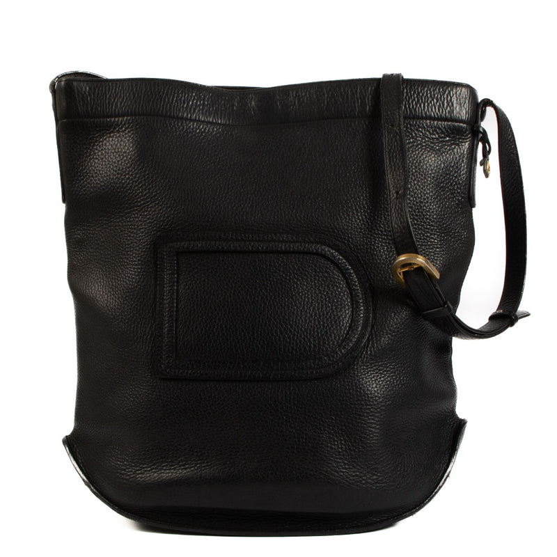 Delvaux Vintage Black Leather Pin Shoulder Bag