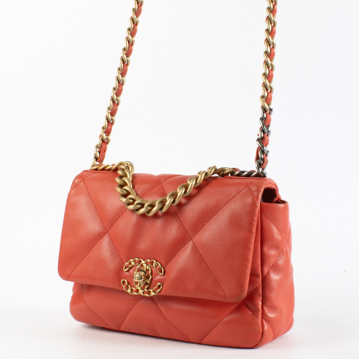 Authentic Preloved Chanel Coral Small Chanel 19 Bag on Labellov.com