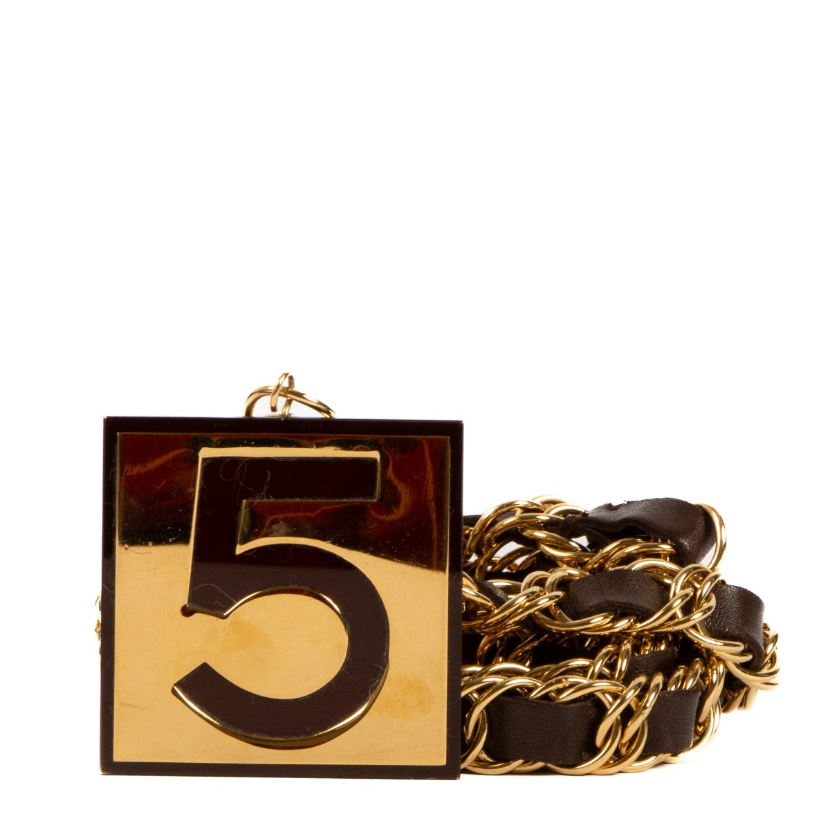 Buy real Chanel Brown Nr5 Chain Belt safe online at Labellov.com in very good condition