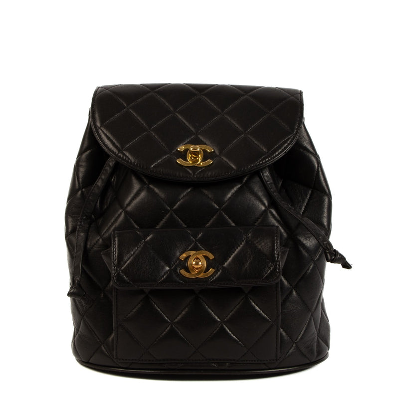 Chanel Vintage Black Quilted Lambskin Duma Backpack