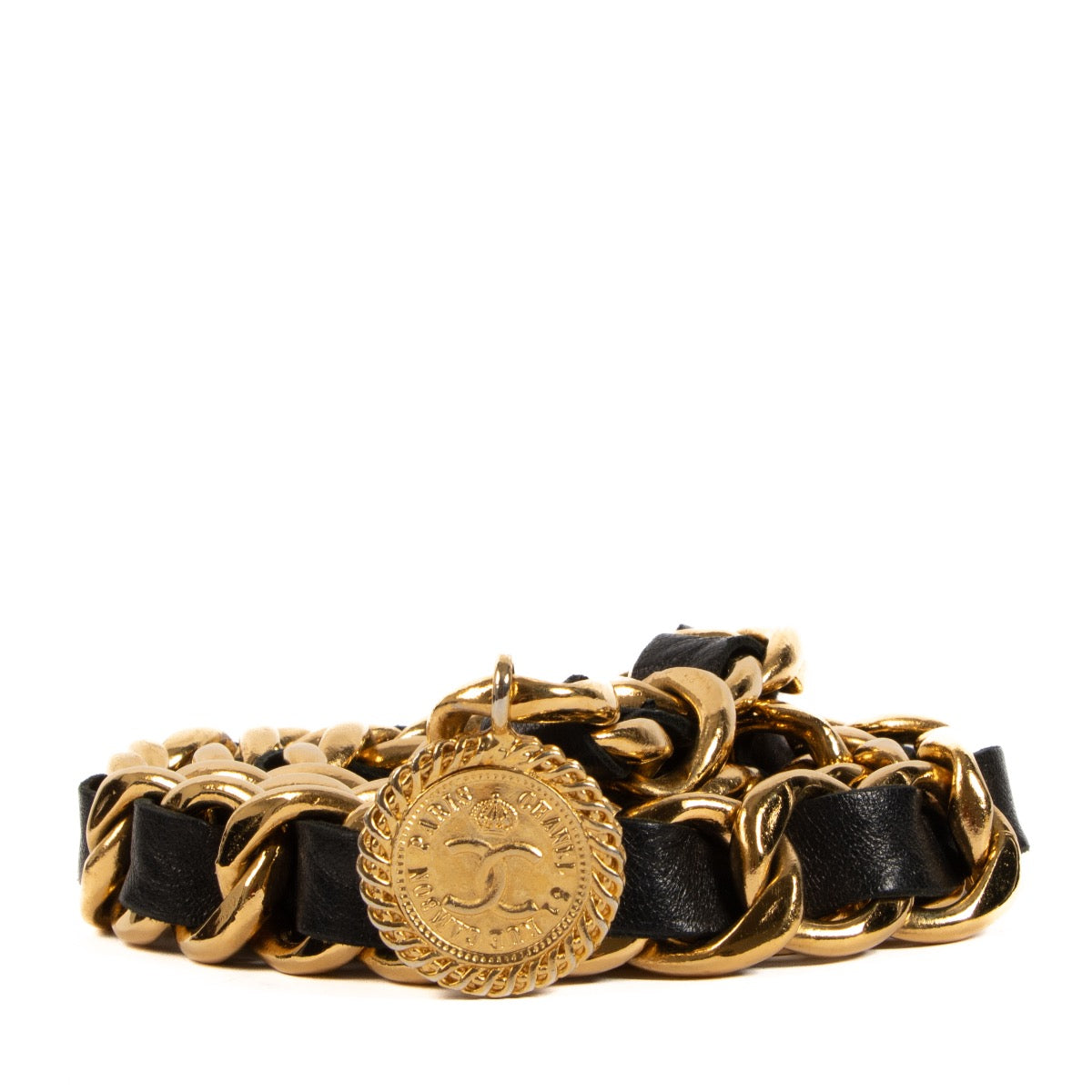 Shop 100% authentic second-hand Chanel Black Shiny gold Medaillon Belt on Labellov.com