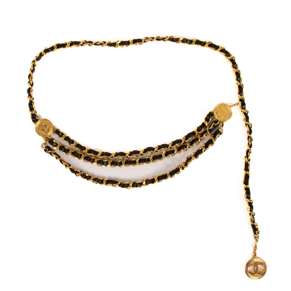 Chanel Vintage 1984 CC Triple Leather Chain Belt