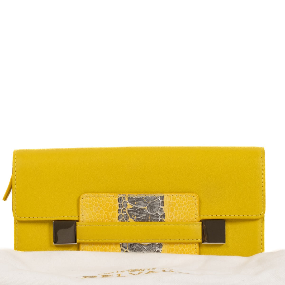 Delvaux Mimosa Polo/Ostrich Leg Leather Madame Wallet