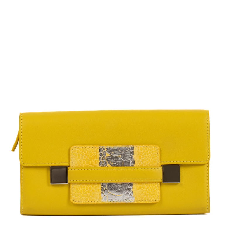Delvaux Mimosa Polo/Ostrich Leg Leather Madame Wallet
