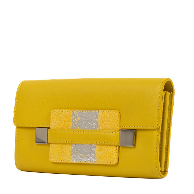 Delvaux Mimosa Polo/Ostrich Leg Leather Madame Wallet