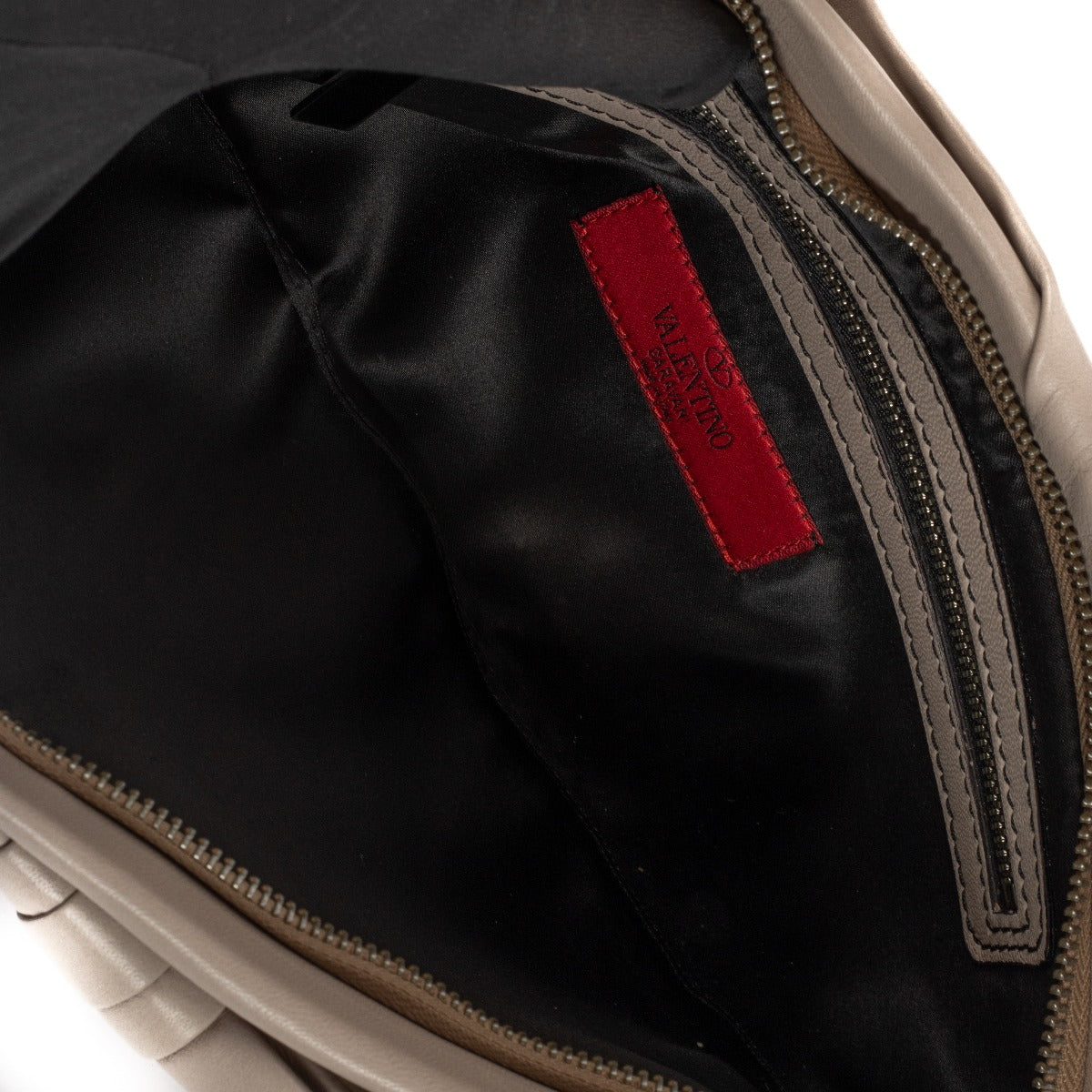 Valentino Garavani Taupe Nappa Lamswit Leren Strik Clutch