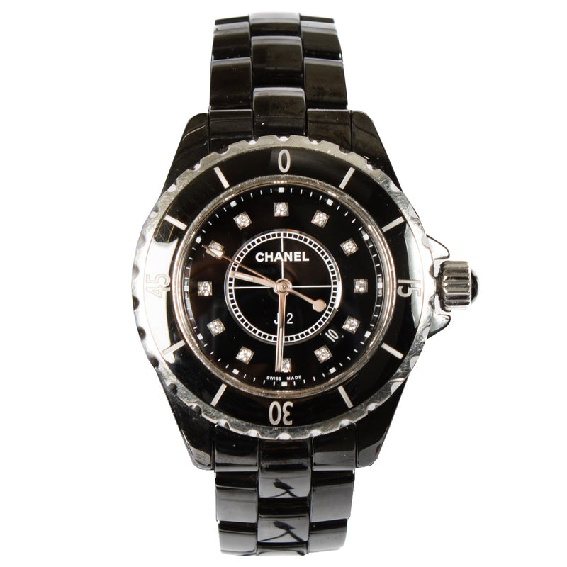 Chanel Black Ceramic/Diamond J12 33mm Watch
