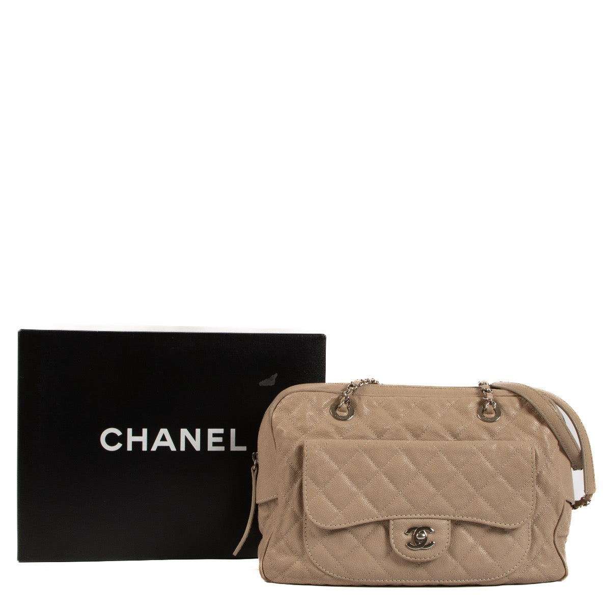 shop 100% authentic second hand Chanel Grey Caviar Front Pocket Camera Bag on Labellov.com