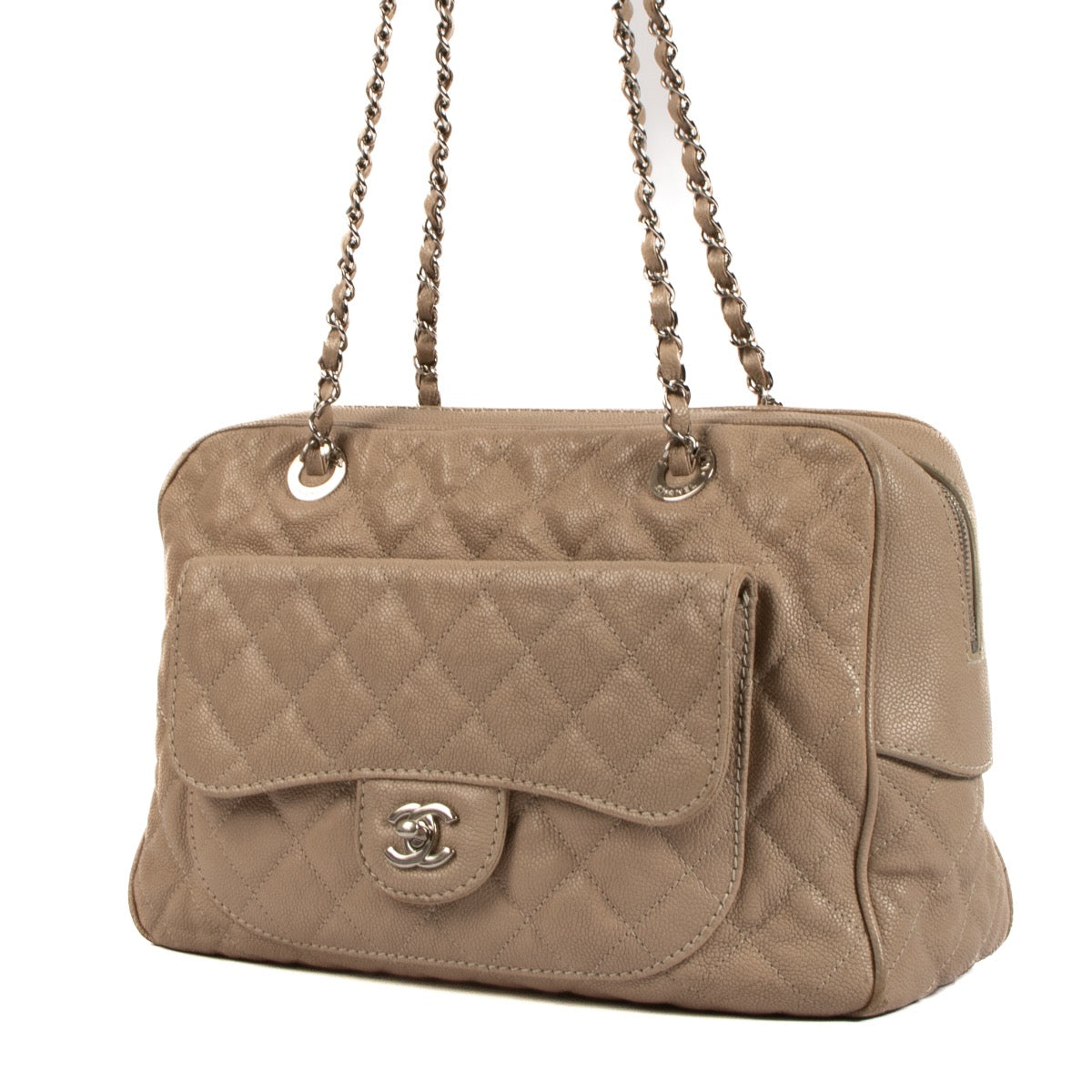 shop 100% authentic second hand Chanel Grey Caviar Front Pocket Camera Bag on Labellov.com