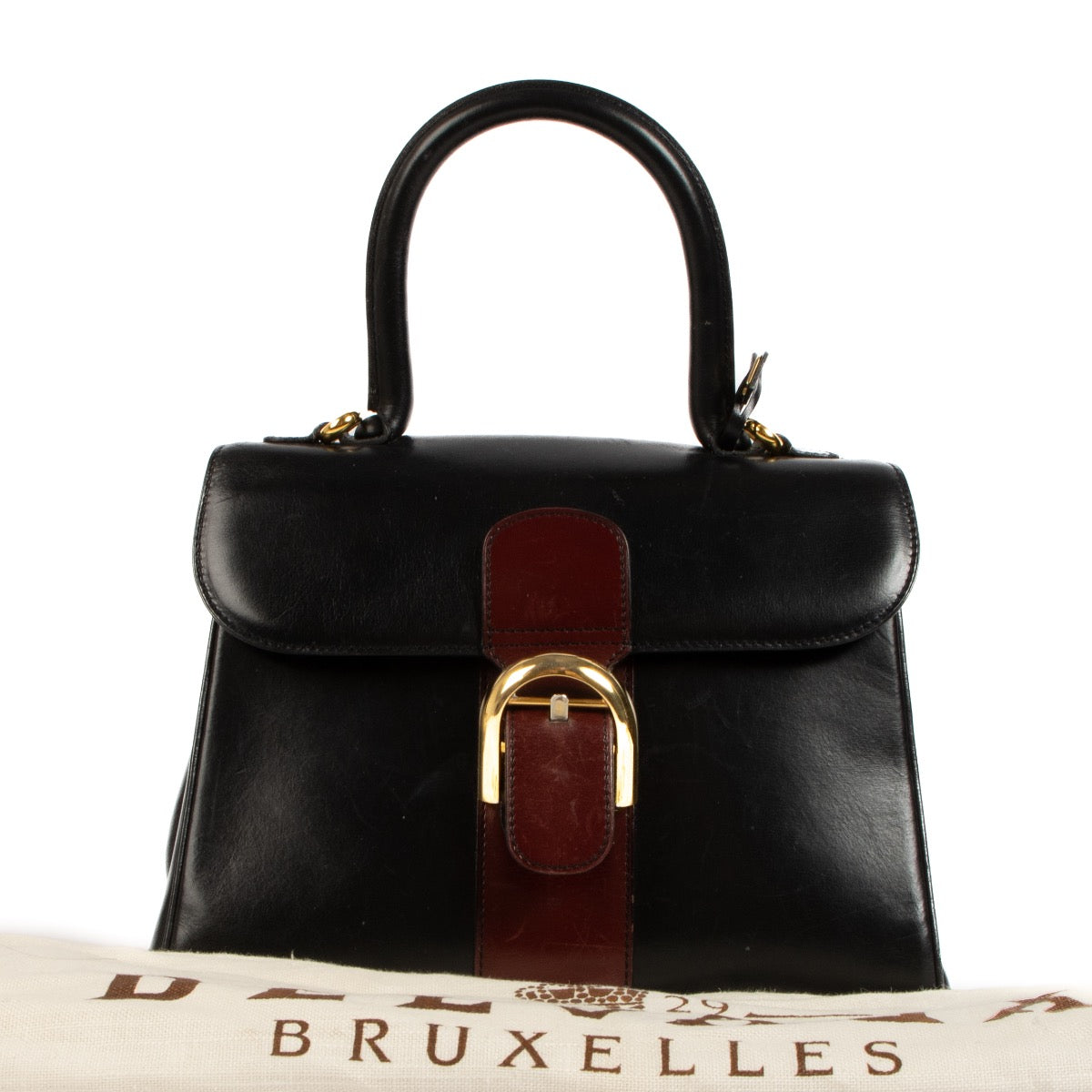Shop 100% authentic second-hand Delvaux Vintage Brown Stripe Box Calf Brillant Bag on Labellov.com