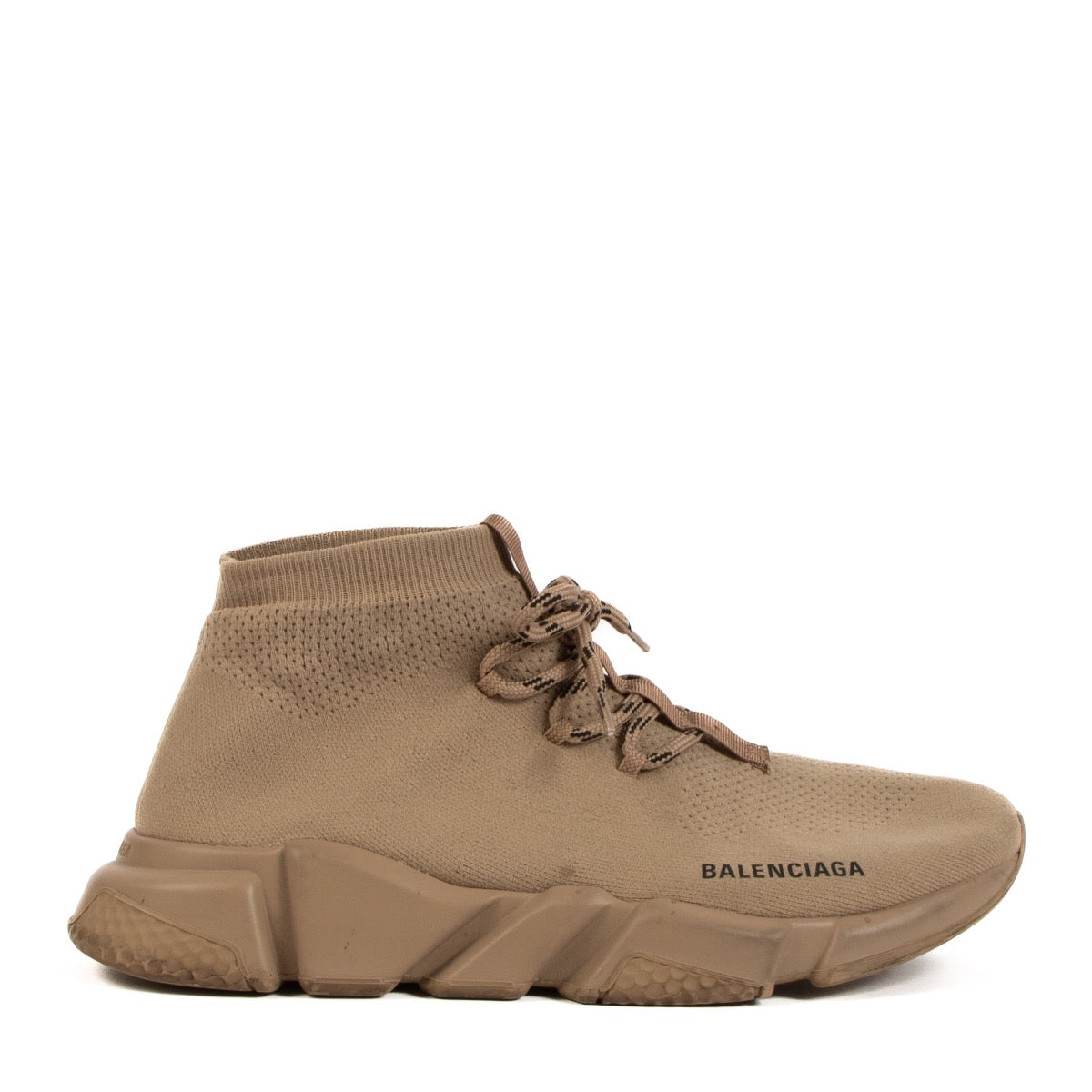 Buy real authentic Balenciaga Beige Speed Lace Up Triple Sneakers safe online at Labellov.com or in Brussels, Knokke and Antwerp