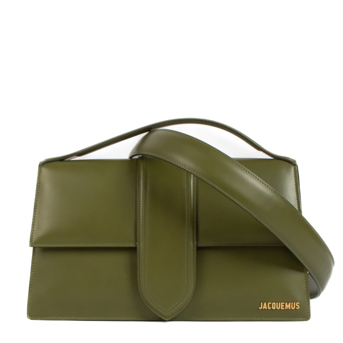 Shop 100% authentic second-hand Jacquemus Khaki Leather Le Bambinou Bag on Labellov.com